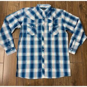 Cowboy Hardware Hombre Plaid Print Long Sleeve Pearl Snap Western Shirt - Large